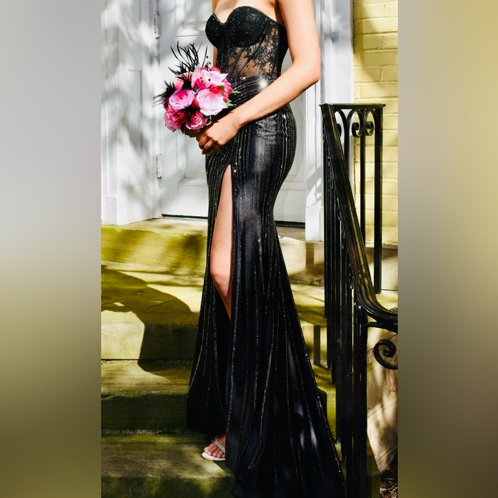 Black and Silver Ellie Wilde Prom Dress
